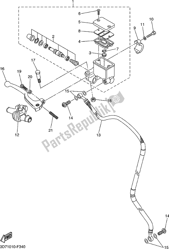 Tutte le parti per il Pompa Freno Anteriore del Yamaha WR 250R 2019