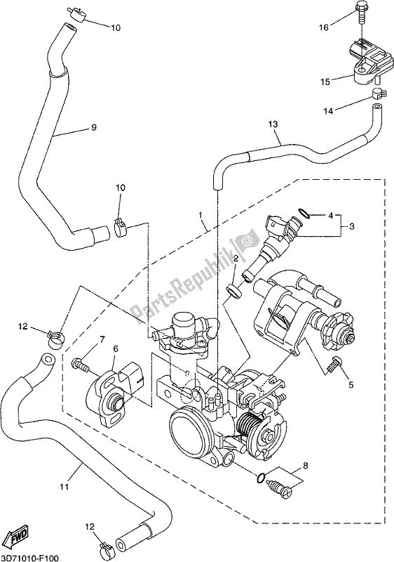 All parts for the Intake 2 of the Yamaha WR 250R 2019