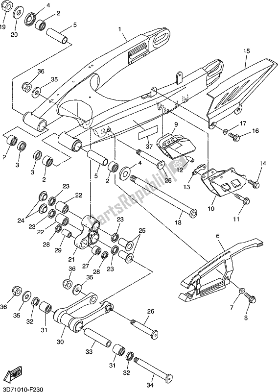 All parts for the Rear Arm of the Yamaha WR 250R 2019