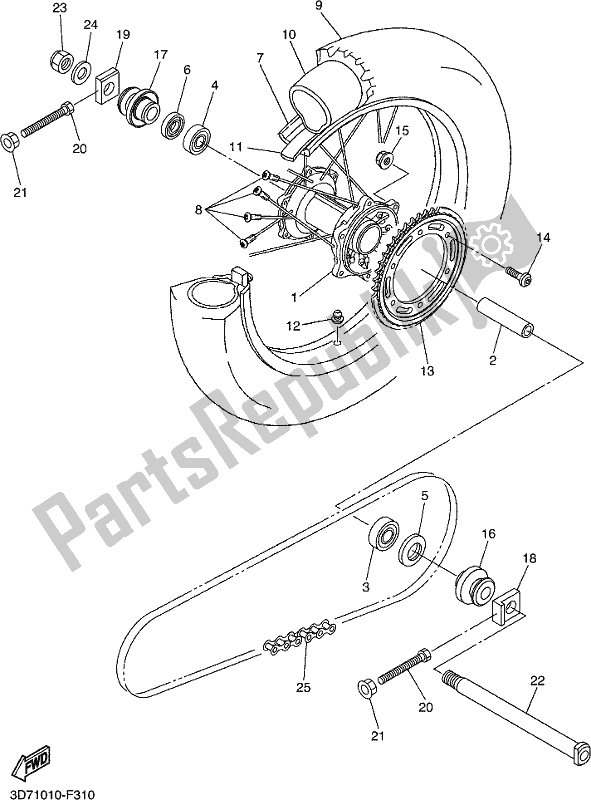 Tutte le parti per il Ruota Posteriore del Yamaha WR 250R 2019