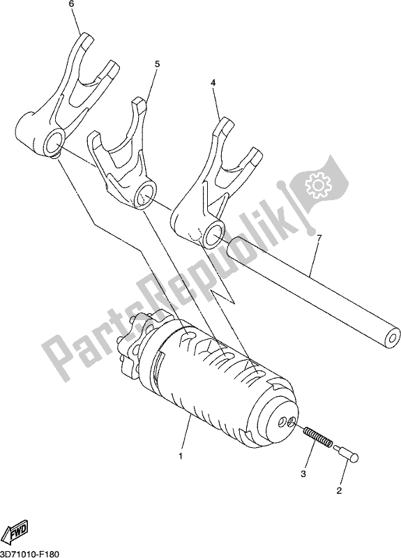 All parts for the Shift Cam & Fork of the Yamaha WR 250R 2019