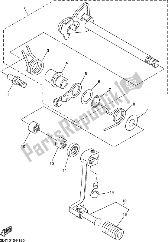 All parts for the Shift Shaft of the Yamaha WR 250R 2019