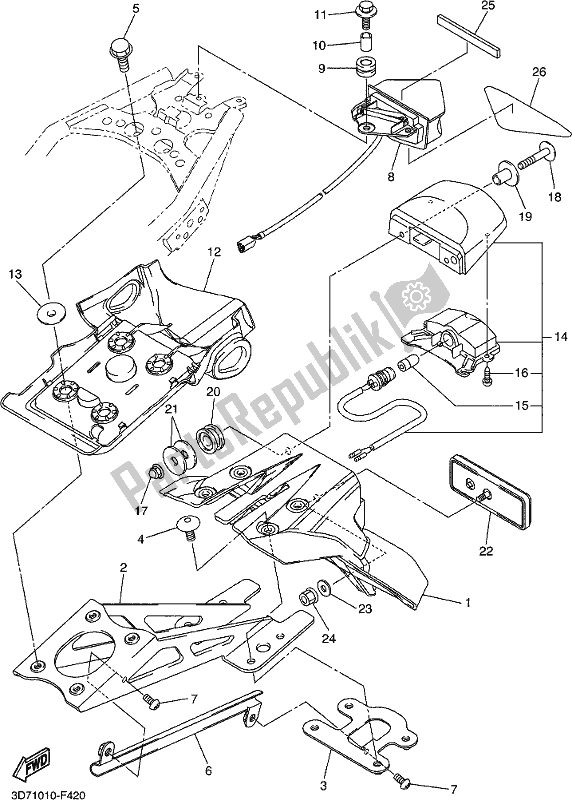 Tutte le parti per il Fanale Posteriore del Yamaha WR 250R 2019