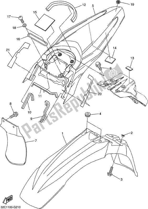 All parts for the Fender of the Yamaha WR 250R 2020