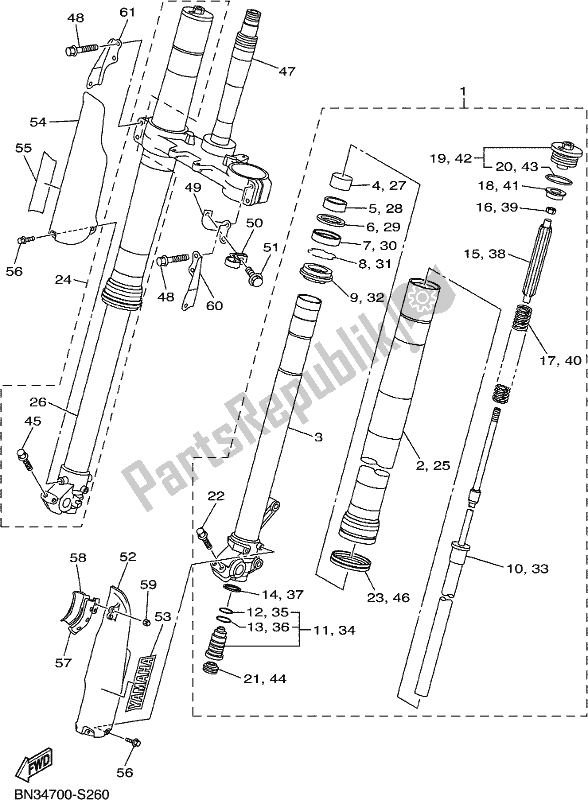 Todas las partes para Tenedor Frontal de Yamaha WR 250R 2020