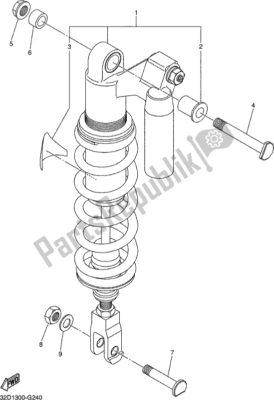 All parts for the Rear Suspension of the Yamaha WR 250R 2020