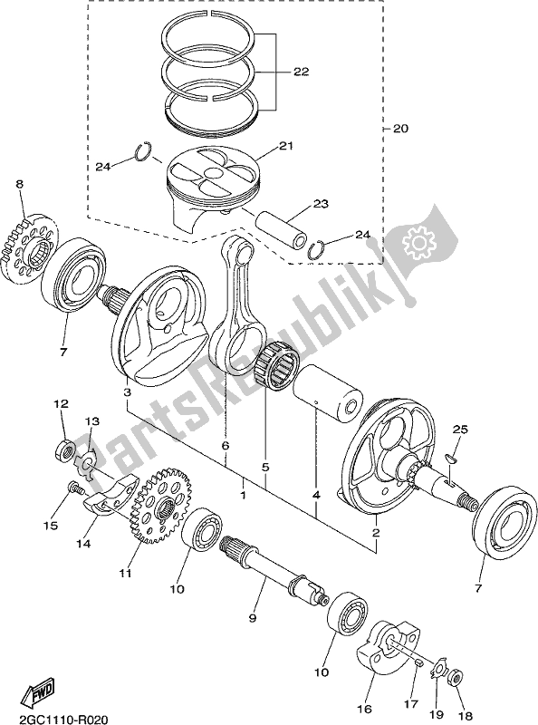 All parts for the Crankshaft & Piston of the Yamaha WR 450F 2017