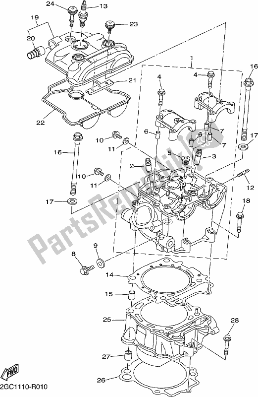 Alle onderdelen voor de Cilinder van de Yamaha WR 450F 2017
