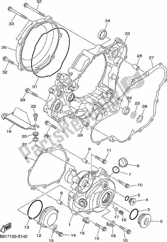 Wszystkie części do Pokrywa Skrzyni Korbowej 1 Yamaha WR 450F 2018