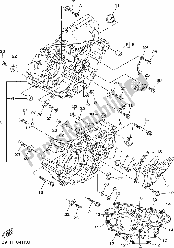 All parts for the Crankcase of the Yamaha WR 450F 2018