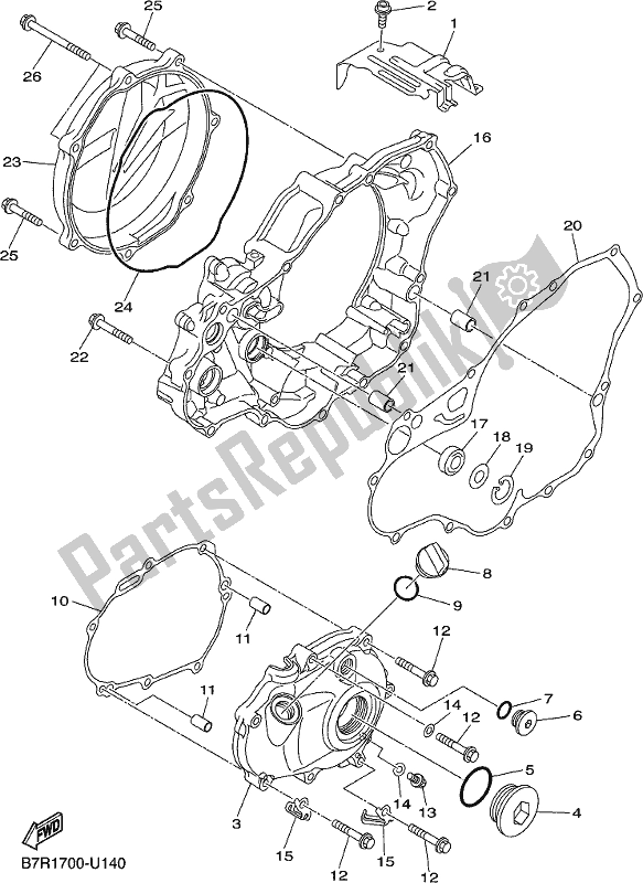 Toutes les pièces pour le Couvercle De Carter 1 du Yamaha WR 450F 2019