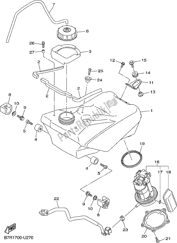 Todas as partes de Tanque De Combustível do Yamaha WR 450F 2019