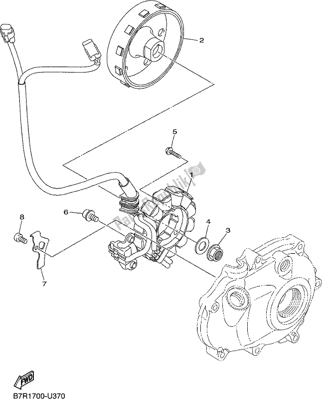 All parts for the Generator of the Yamaha WR 450F 2019