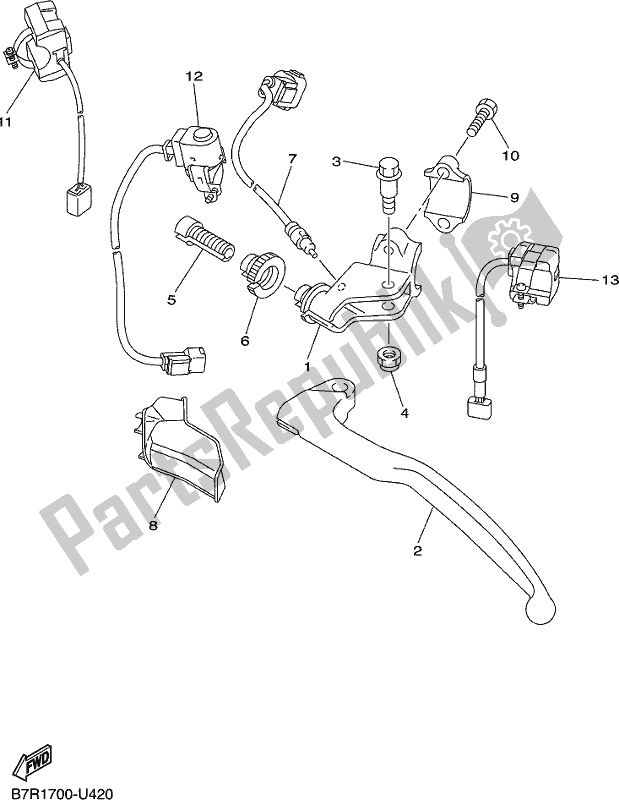 Todas as partes de Manípulo Interruptor E Alavanca do Yamaha WR 450F 2019