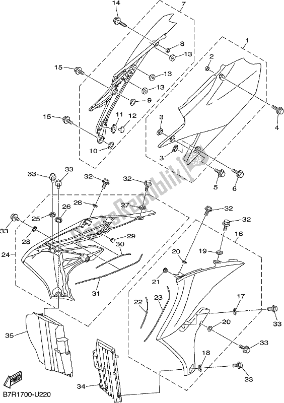 Toutes les pièces pour le Couvercle Latéral du Yamaha WR 450F 2019