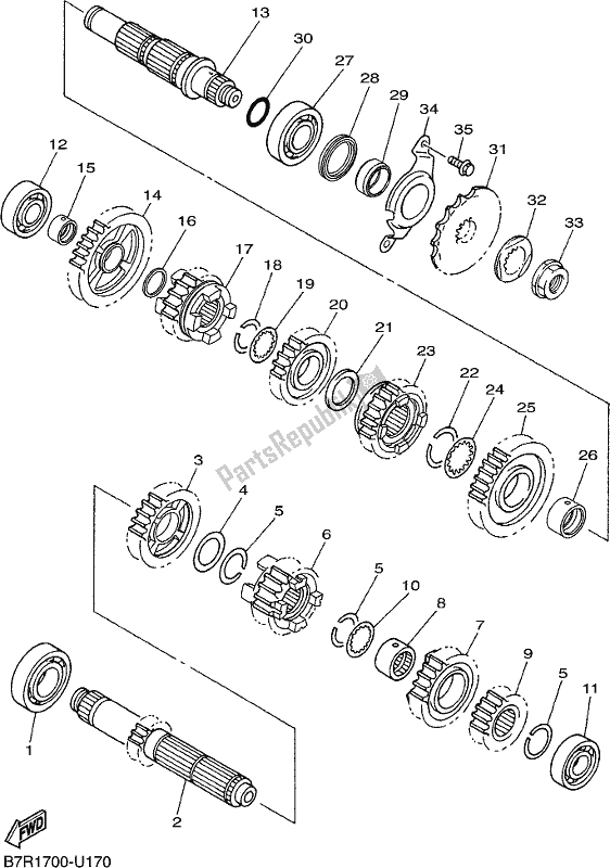 All parts for the Transmission of the Yamaha WR 450F 2019