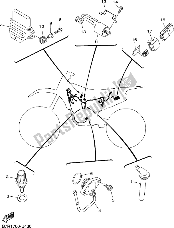 All parts for the Electrical 1 of the Yamaha WR 450F 2020