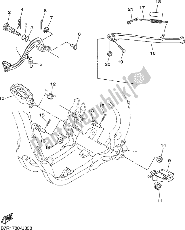 Tutte le parti per il Stand E Poggiapiedi del Yamaha WR 450F 2020
