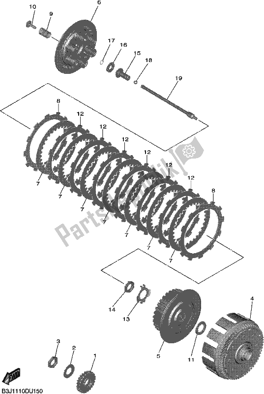 All parts for the Clutch of the Yamaha WR 450F 2021