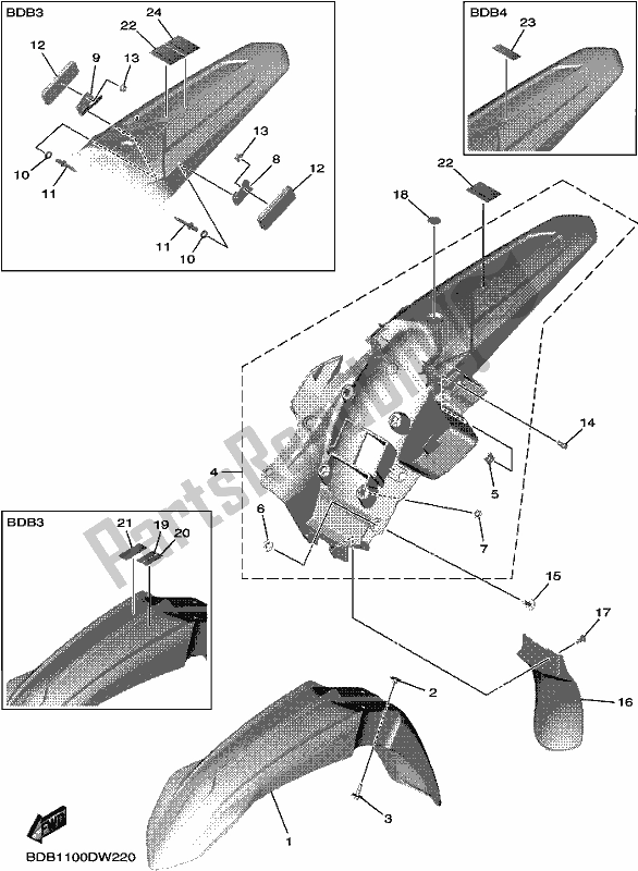 All parts for the Fender of the Yamaha WR 450F 2021