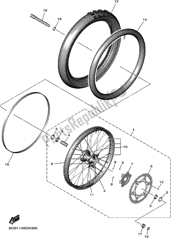 Todas as partes de Roda Da Frente do Yamaha WR 450F 2021