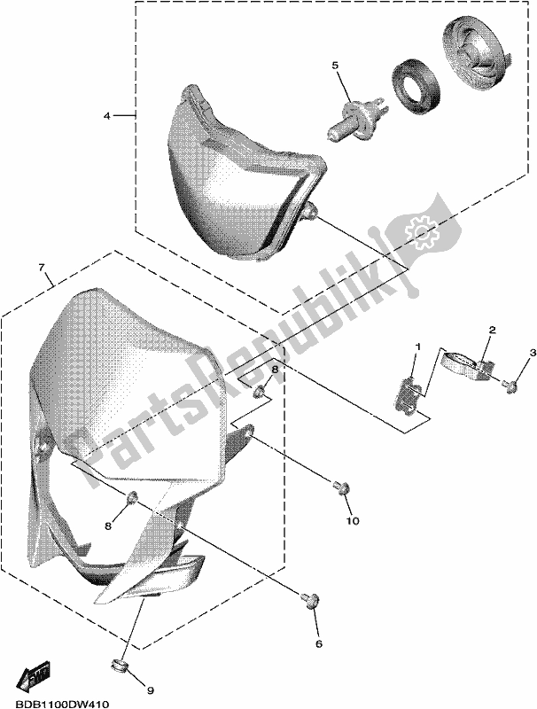 All parts for the Headlight of the Yamaha WR 450F 2021