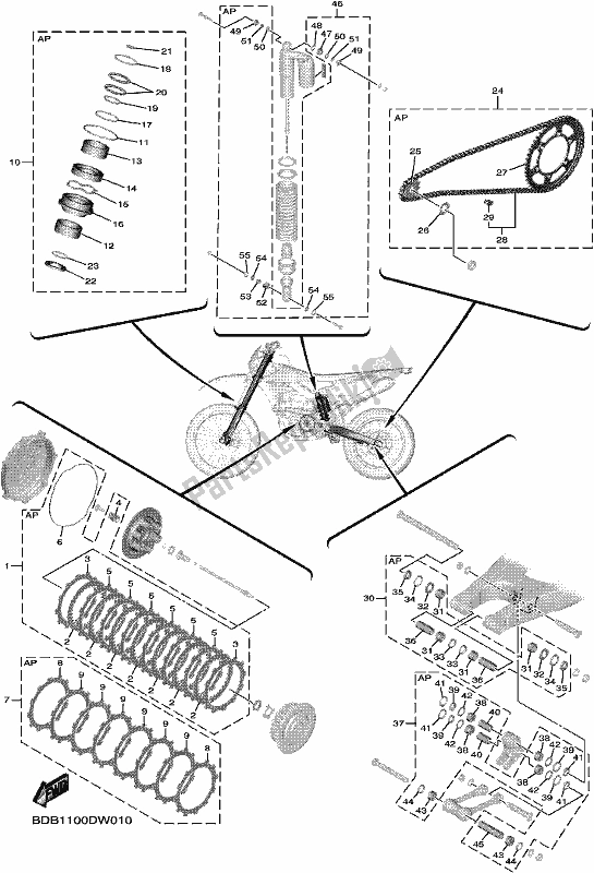 All parts for the Maintenance Parts Kit of the Yamaha WR 450F 2021