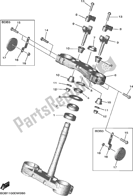 All parts for the Steering of the Yamaha WR 450F 2021