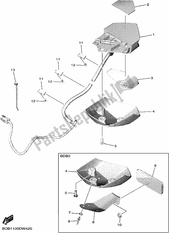 All parts for the Taillight of the Yamaha WR 450F 2021