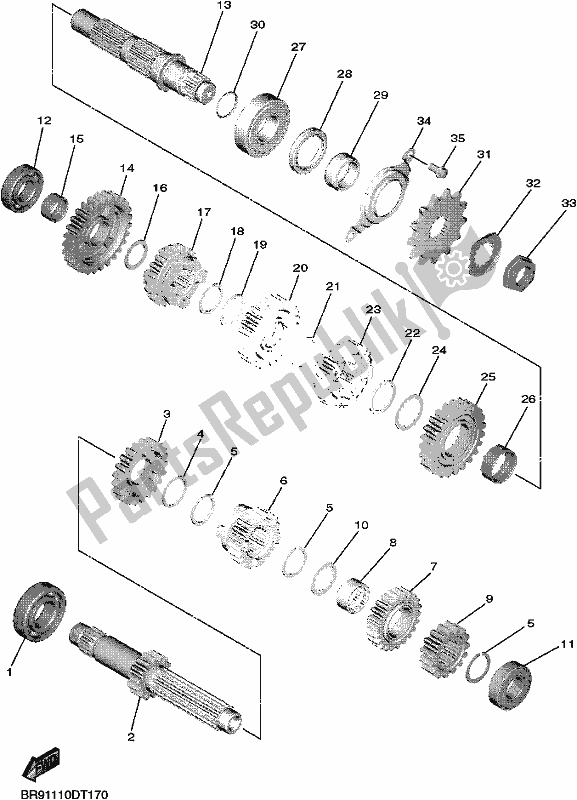 All parts for the Transmission of the Yamaha WR 450F 2021