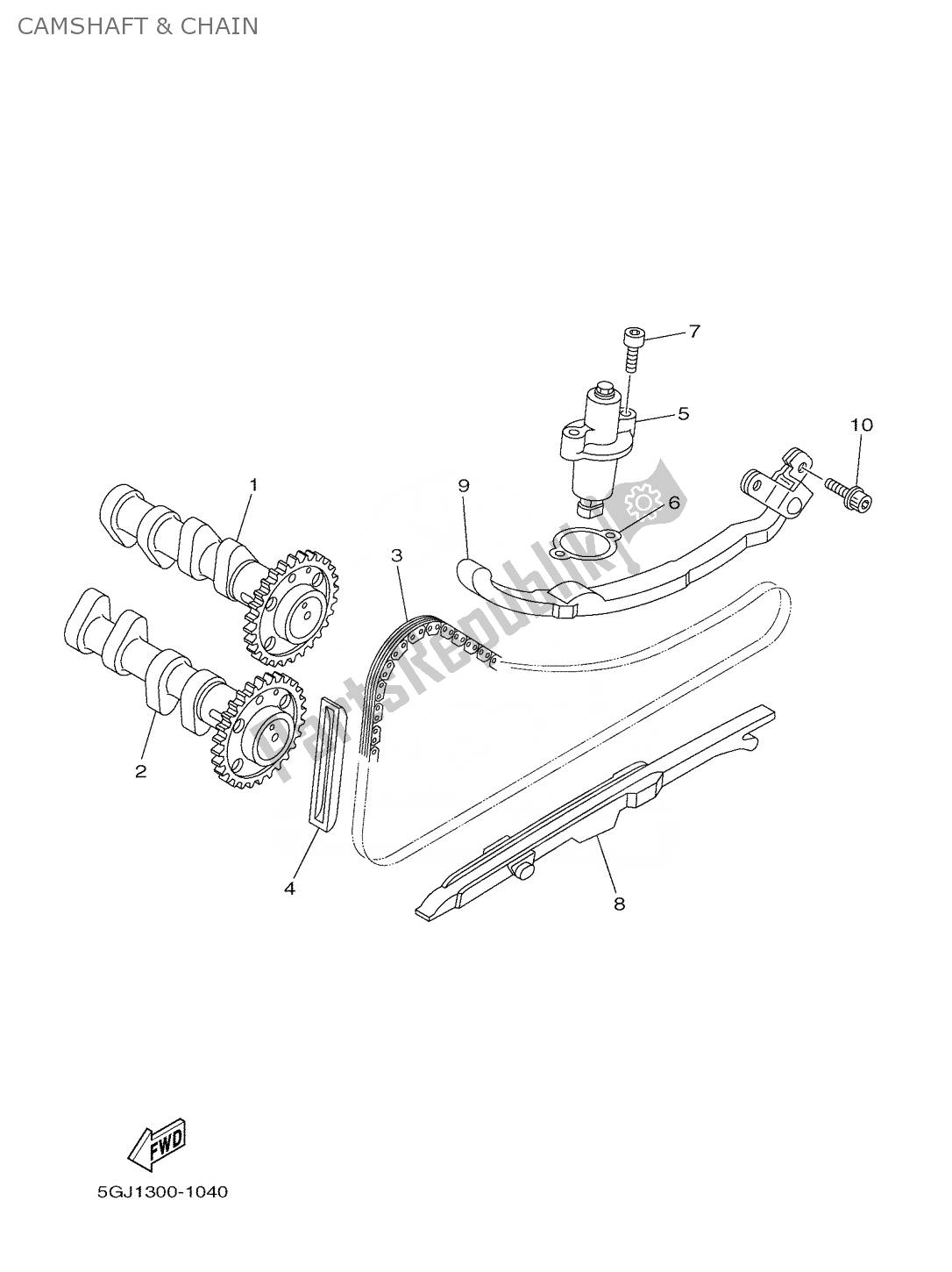 All parts for the Camshaft & Chain of the Yamaha T-max 500 2001