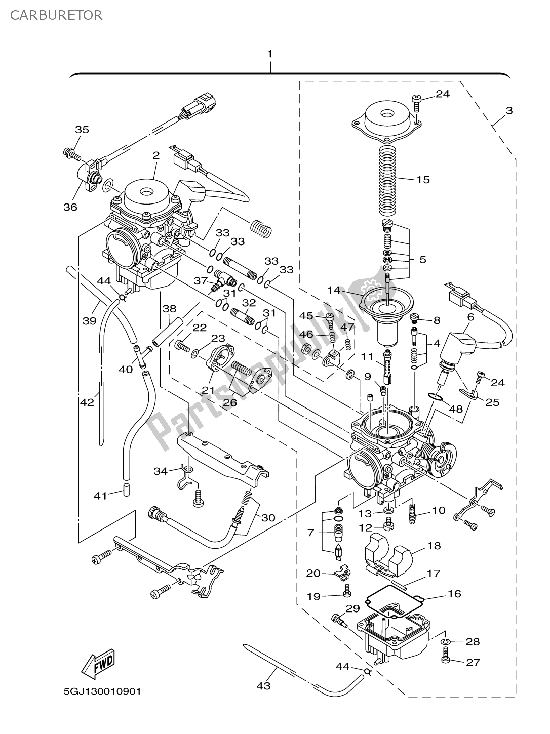 Todas las partes para Carburador de Yamaha T-max 500 2001