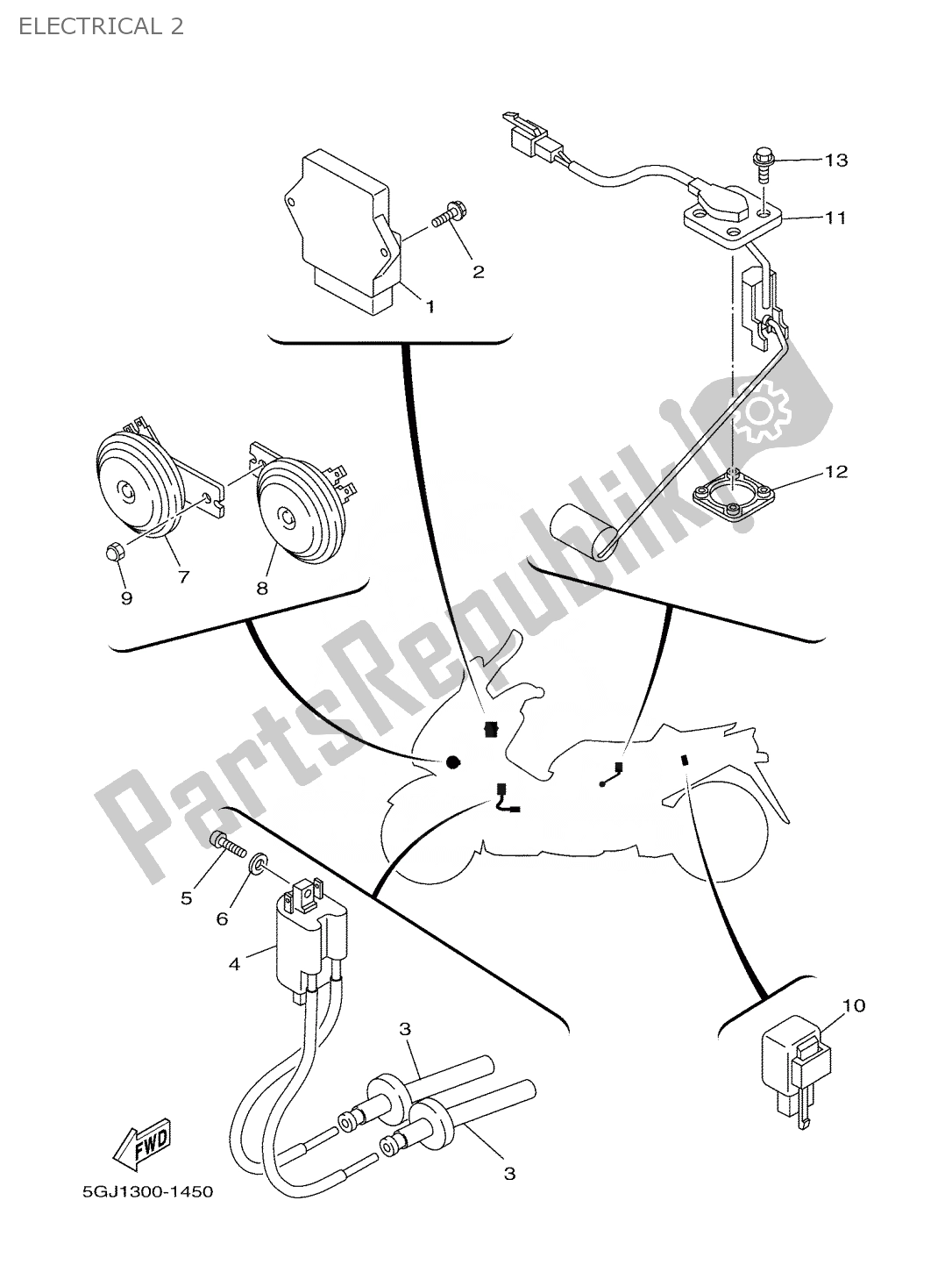 Tutte le parti per il Elettrico 2 del Yamaha T-max 500 2001