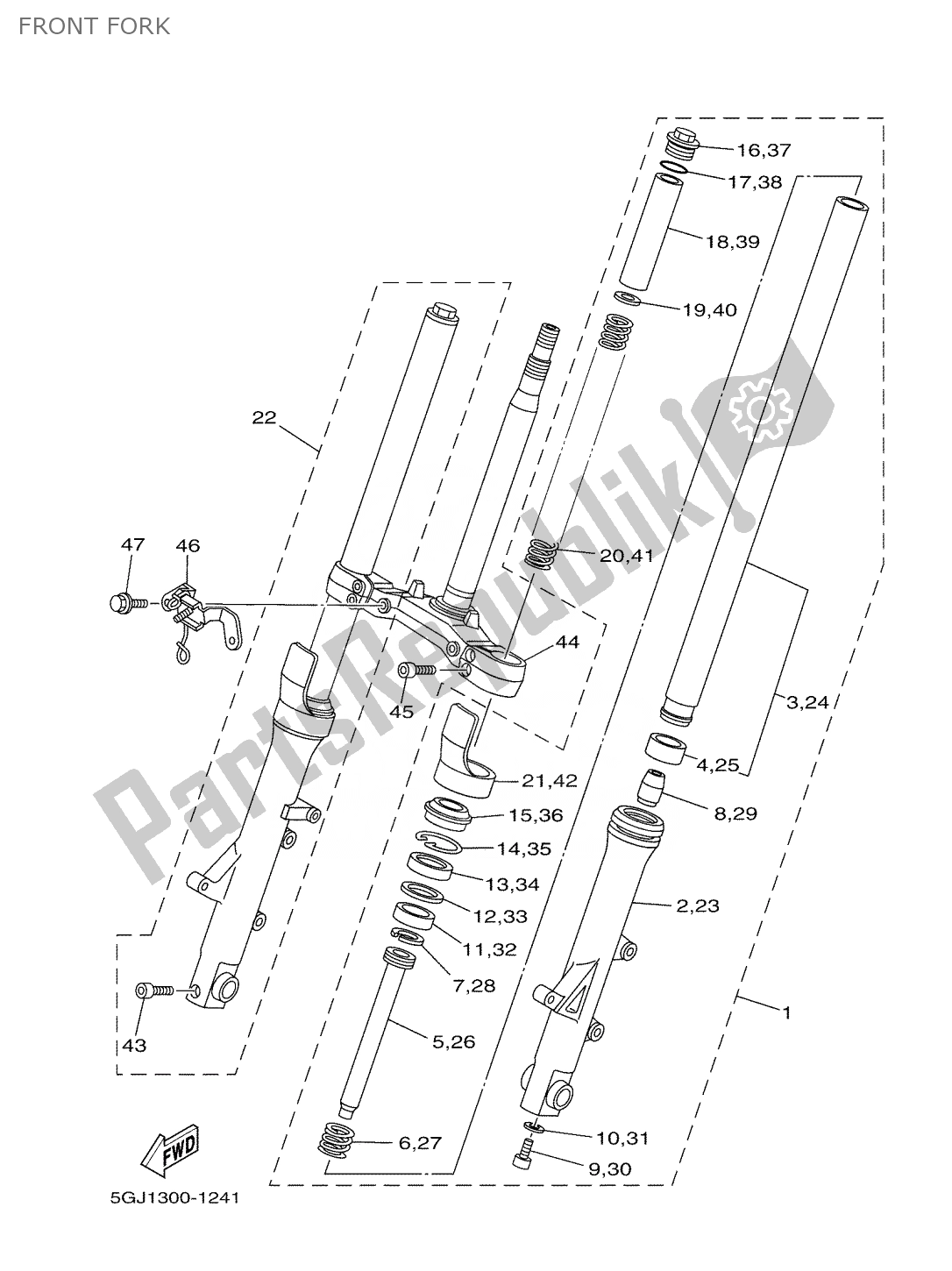 Tutte le parti per il Forcella Anteriore del Yamaha T-max 500 2001