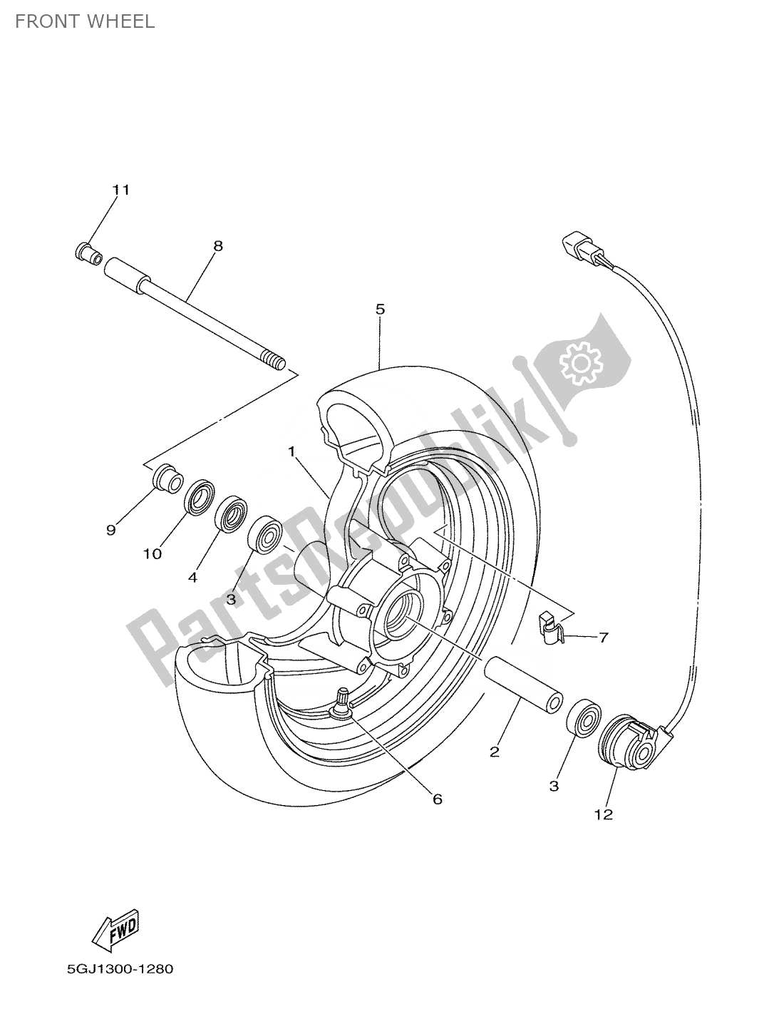 Todas las partes para Rueda Delantera de Yamaha T-max 500 2001