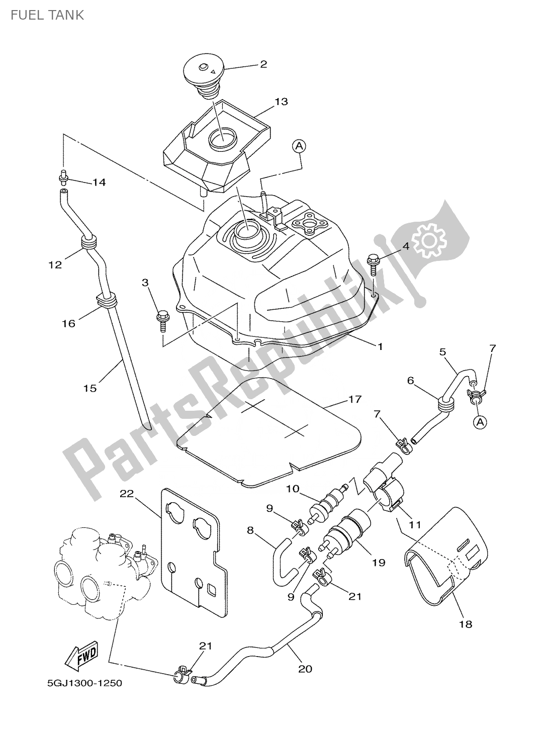 Tutte le parti per il Serbatoio Di Carburante del Yamaha T-max 500 2001