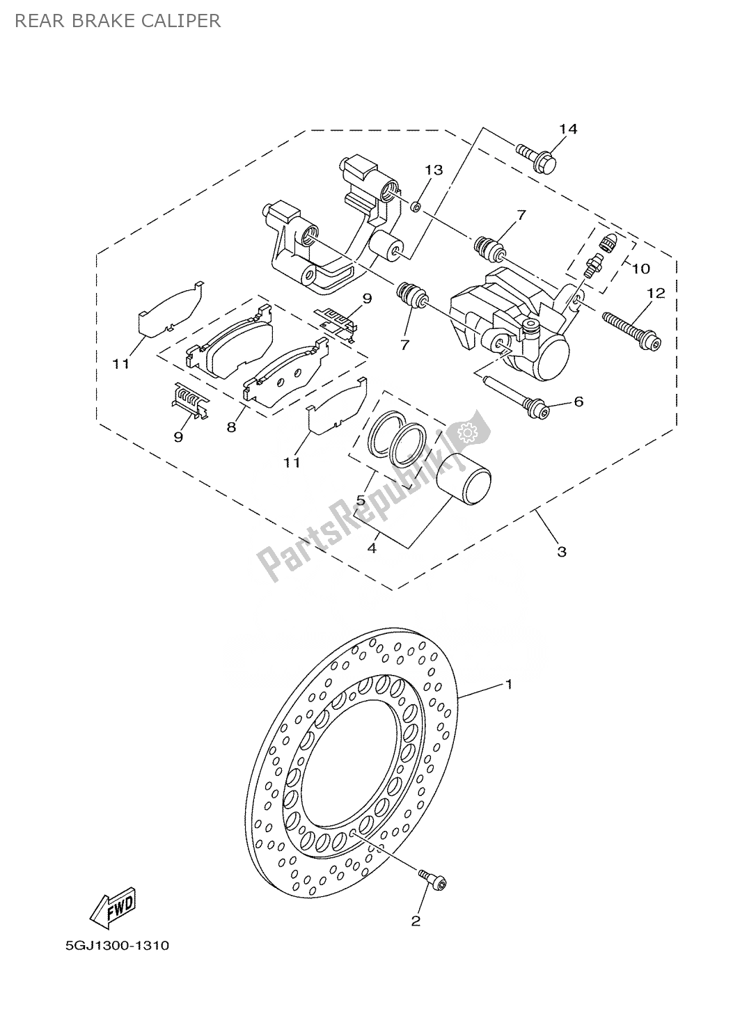 Todas las partes para Pinza De Freno Trasero de Yamaha T-max 500 2001