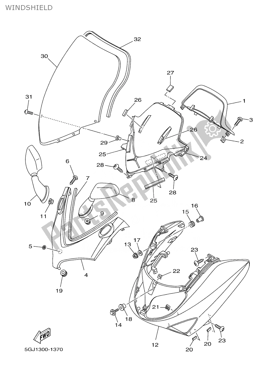 Todas las partes para Parabrisas de Yamaha T-max 500 2001