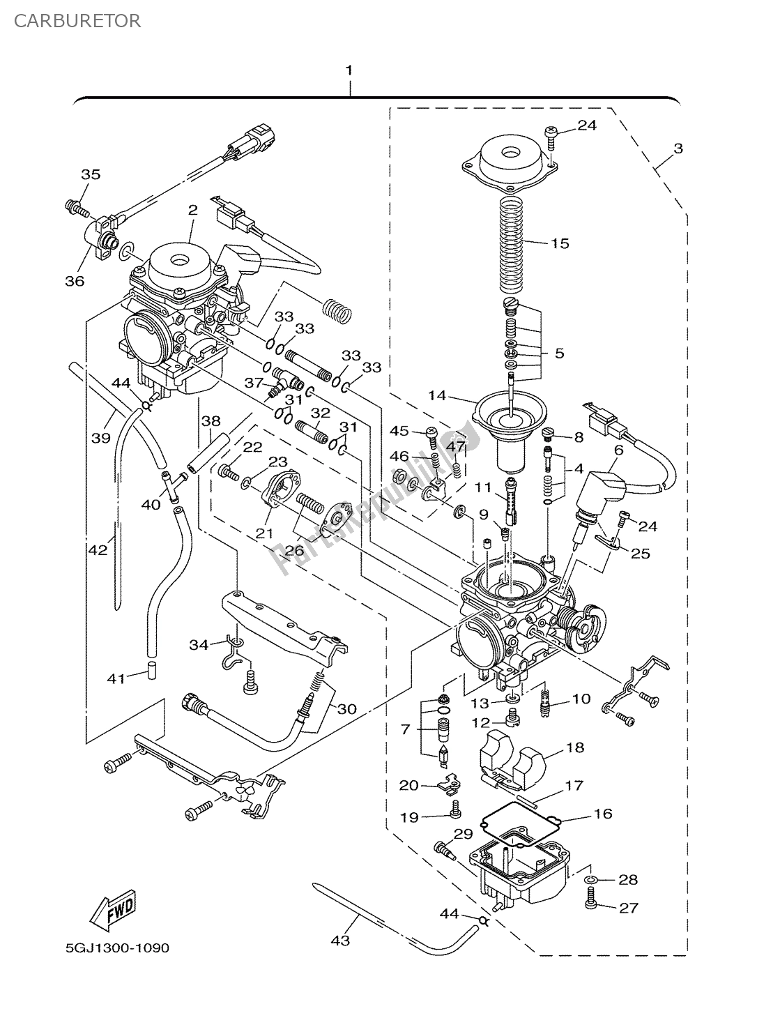 Tutte le parti per il Carburatore del Yamaha T-max 500 2003