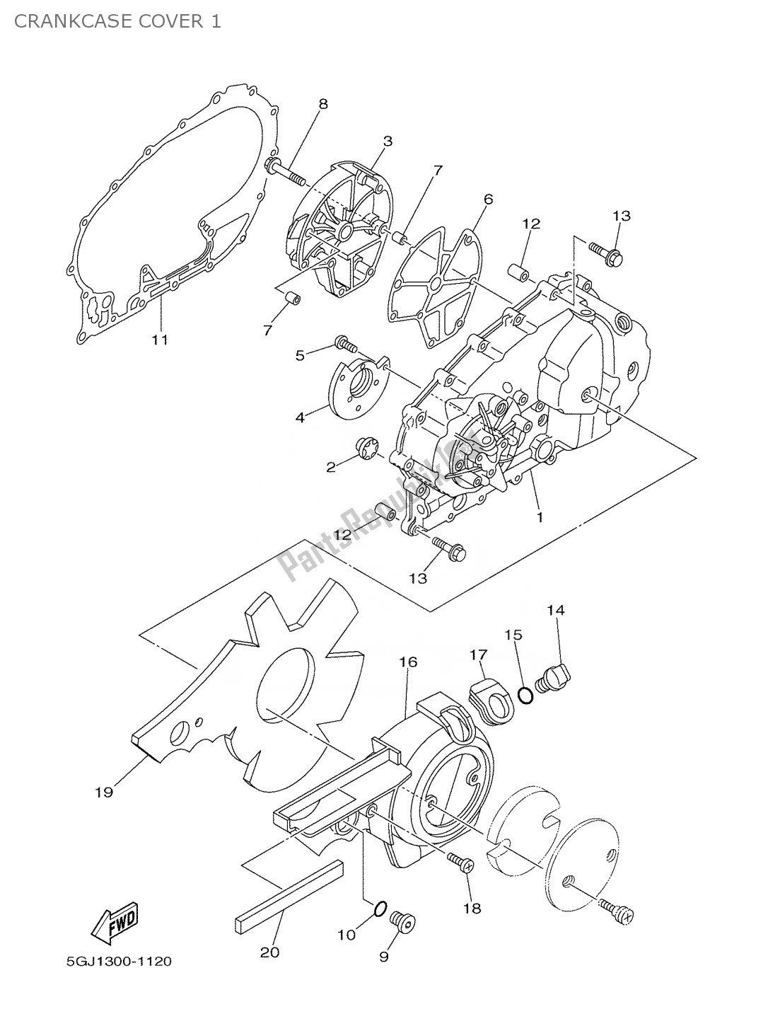 Tutte le parti per il Coperchio Del Carter 1 del Yamaha T-max 500 2003