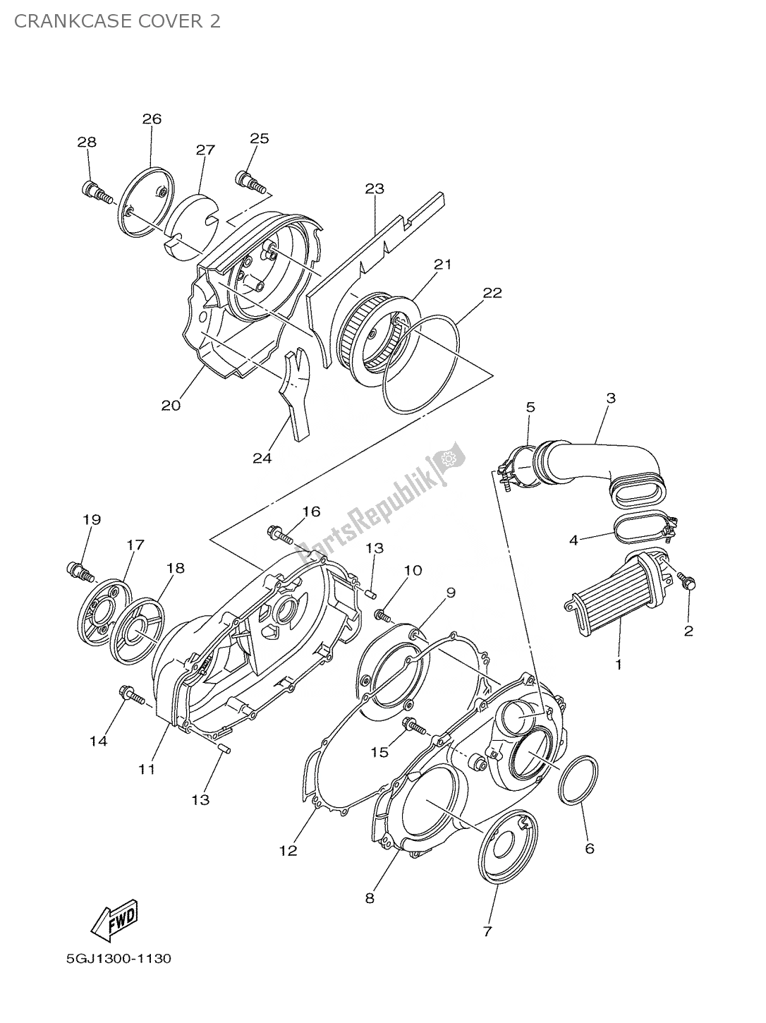 Tutte le parti per il Coperchio Del Carter 2 del Yamaha T-max 500 2003