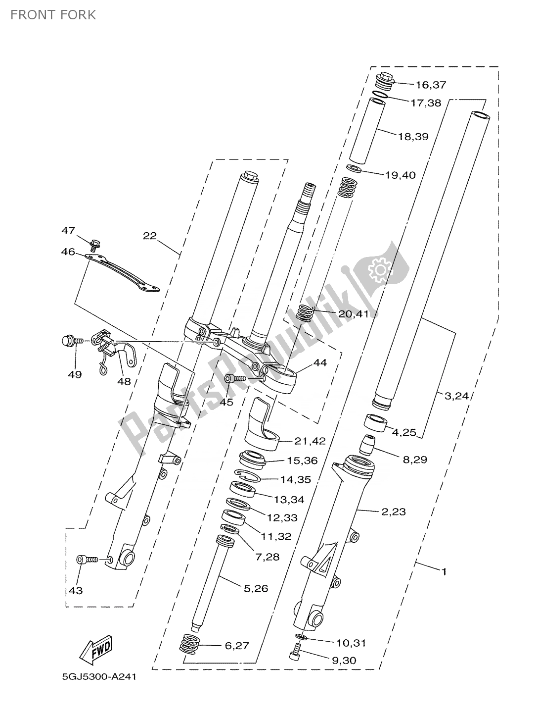 Tutte le parti per il Forcella Anteriore del Yamaha T-max 500 2003