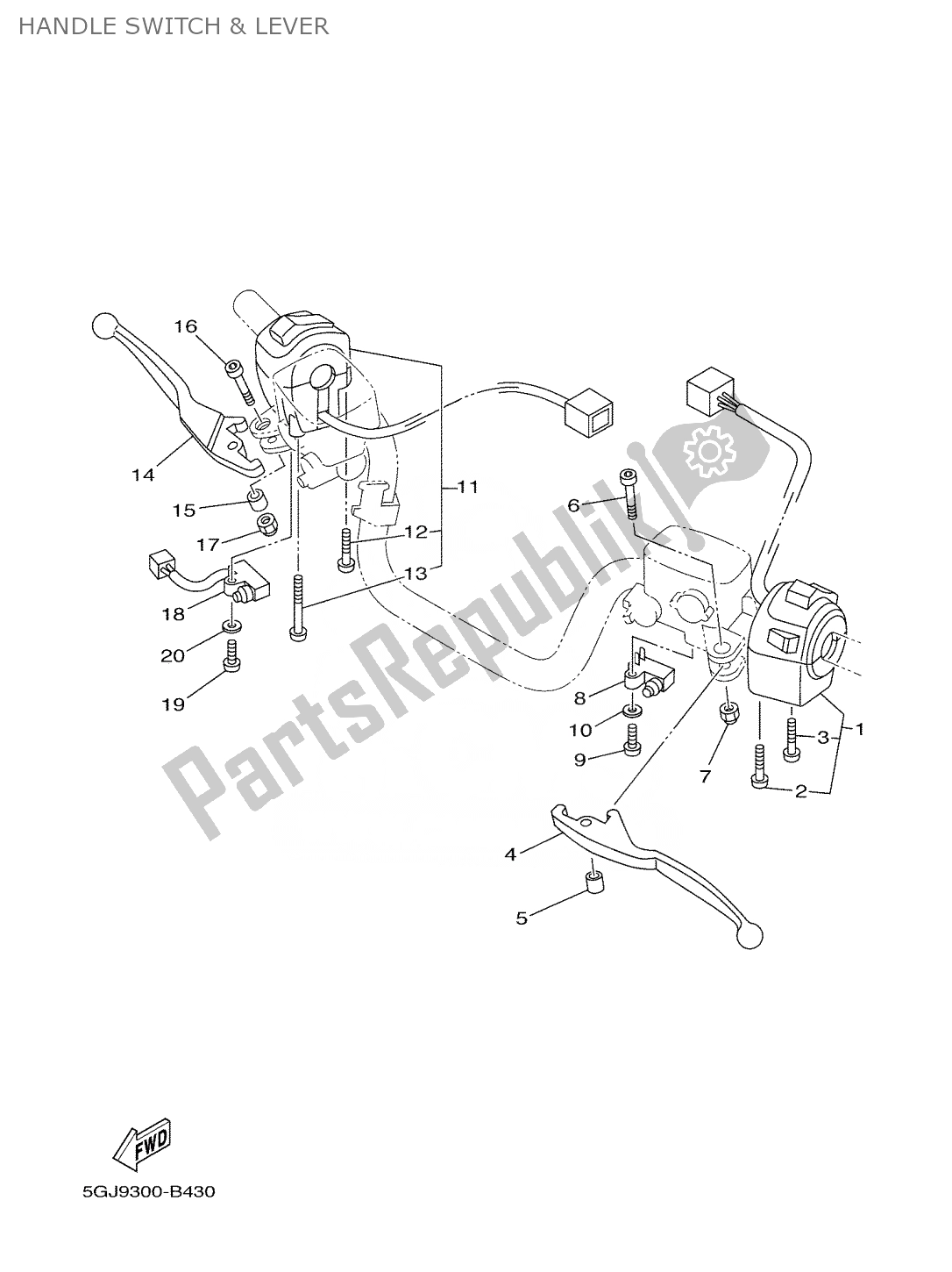 Tutte le parti per il Impugnatura Interruttore E Leva del Yamaha T-max 500 2003