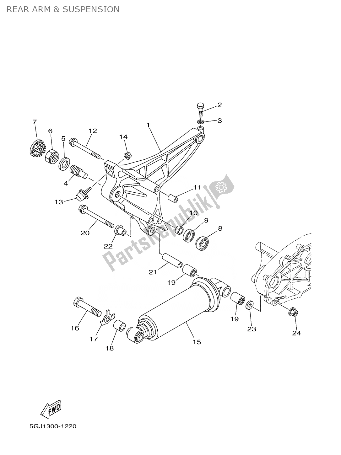 Tutte le parti per il Braccio Posteriore E Sospensione del Yamaha T-max 500 2003