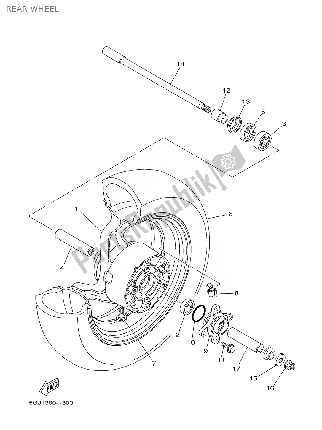 Tutte le parti per il Ruota Posteriore del Yamaha T-max 500 2003