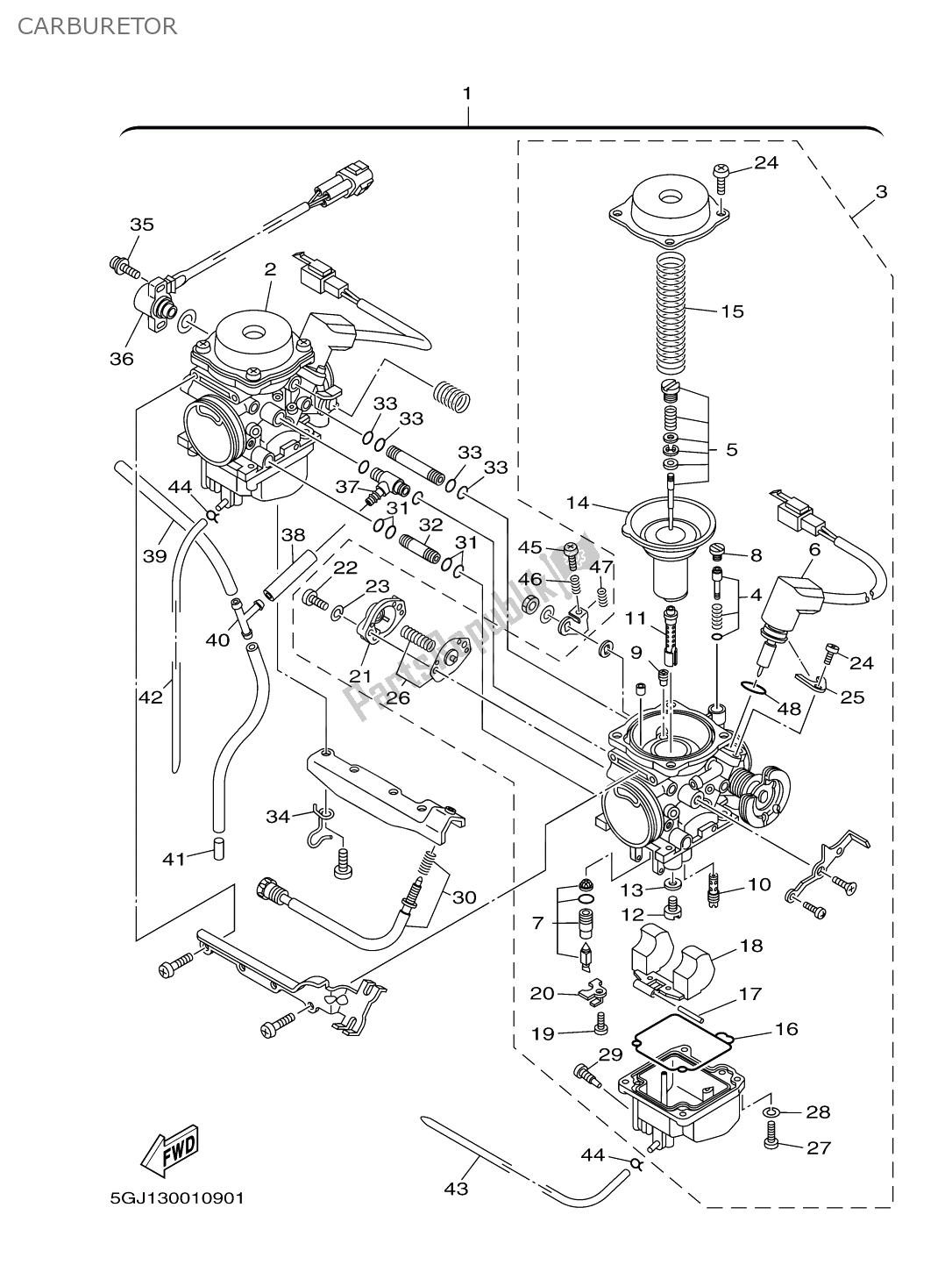 Todas las partes para Carburador de Yamaha T-max 500 2002