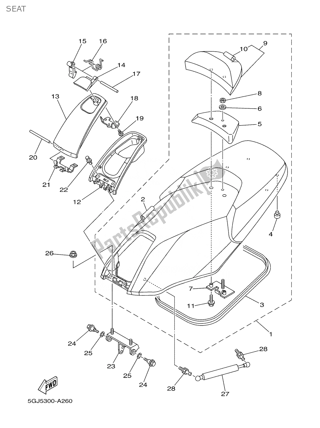 Todas las partes para Asiento de Yamaha T-max 500 2002