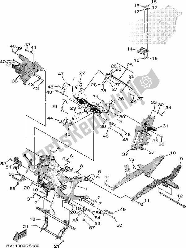 All parts for the Frame of the Yamaha XP 530A 2018