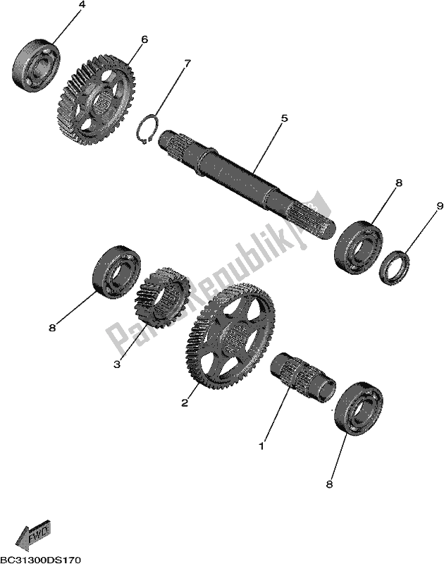 All parts for the Transmission of the Yamaha XP 530A 2018