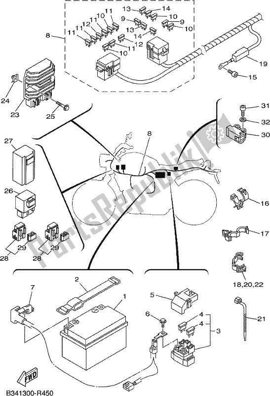 Toutes les pièces pour le électrique 1 du Yamaha XSR 700 AH MTM 660H 2017